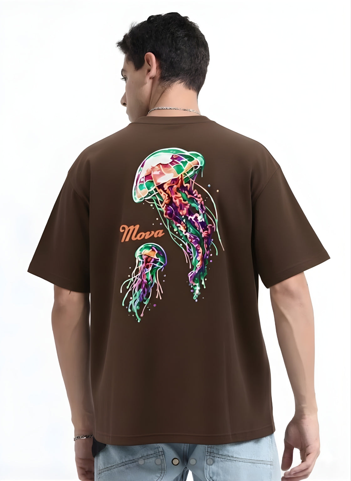 Men’s Jellyfish Brown 240 GSM Oversized T-Shirt