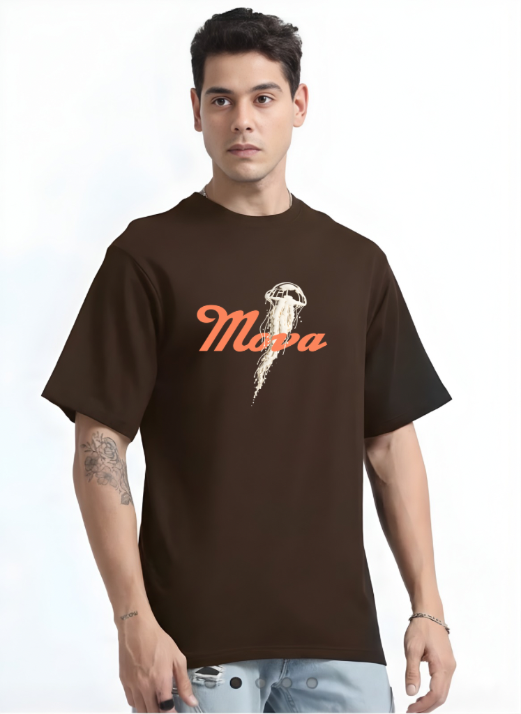 Men’s Jellyfish Brown 240 GSM Oversized T-Shirt
