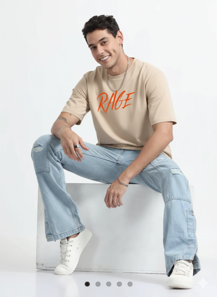 Men’s Rage Off-White 240 GSM Oversized T-Shirt