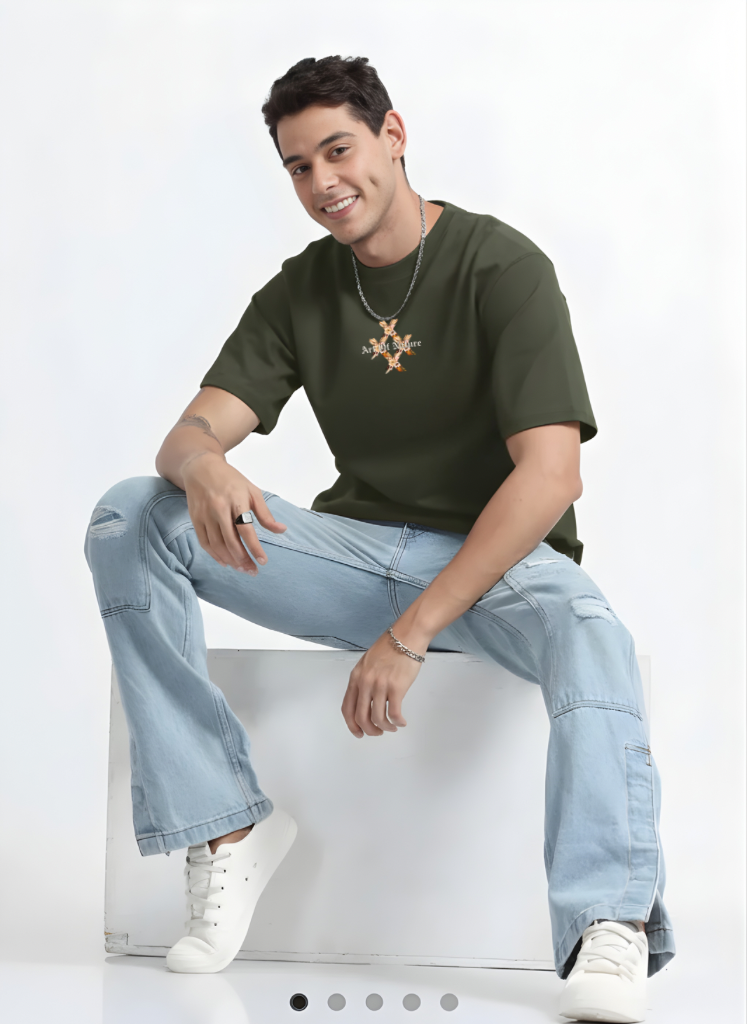 Men’s Art of Nature Army Green 240 GSM Oversized T-Shirt