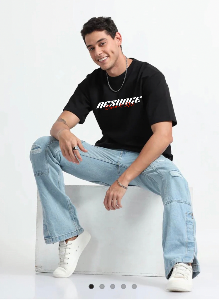 Men’s Keep The Flame Black 240 GSM Oversized T-Shirt