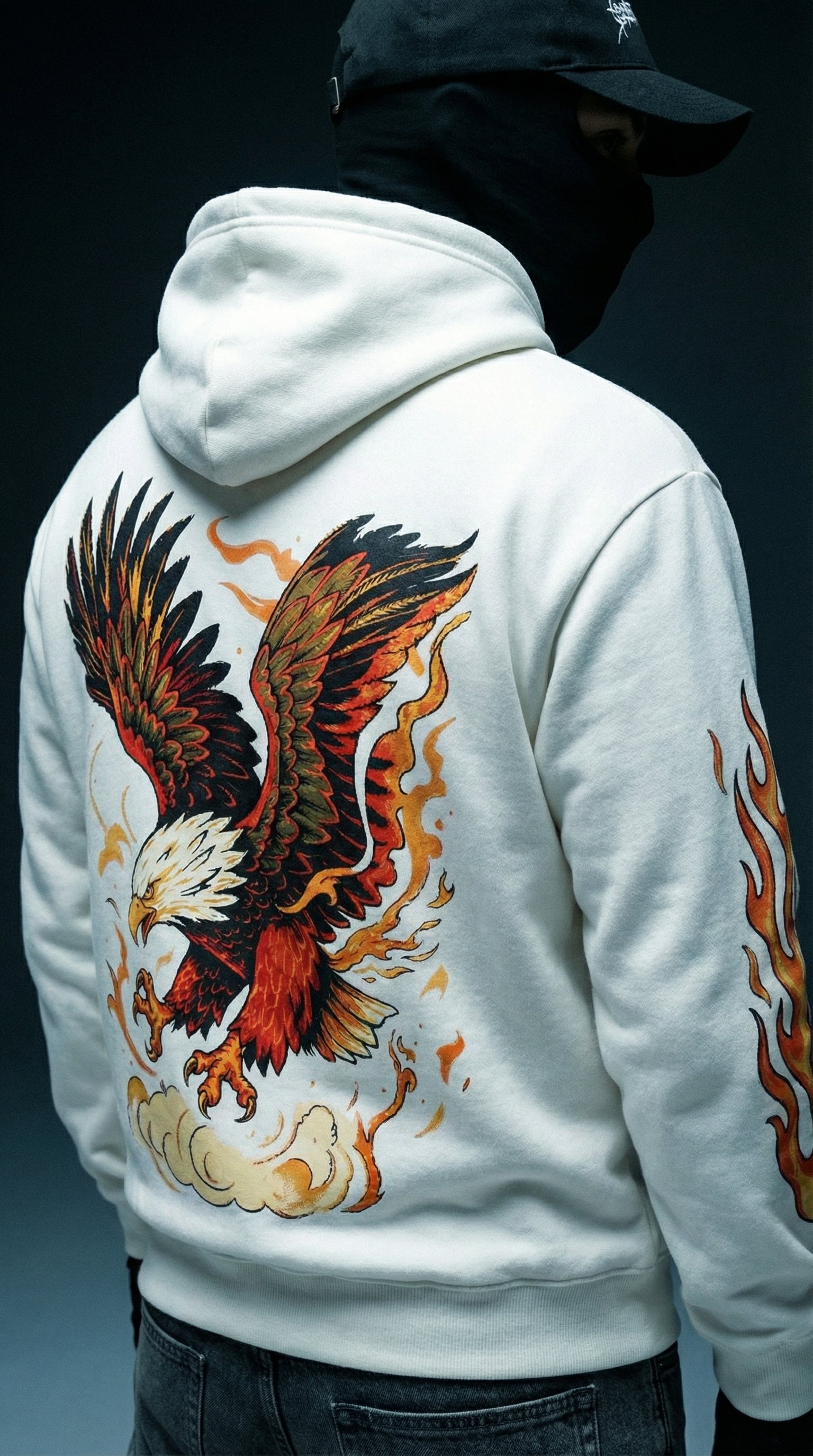 Unisex  EAGLE  Printed White 400 GSM Premium Hoodie